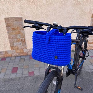 Crochet bike basket, bicycle handlebar bag, bike accessories, woven storage basket, bicycle decor, handmade organizer