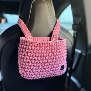Rosa Autozubehör für Frauen, Kopfstützen-Aufbewahrungstasche, süßes Autodekor, hängender Autokorb, Geschenk für Frauen, Neuwagengeschenk, Geschenk für Autoliebhaber