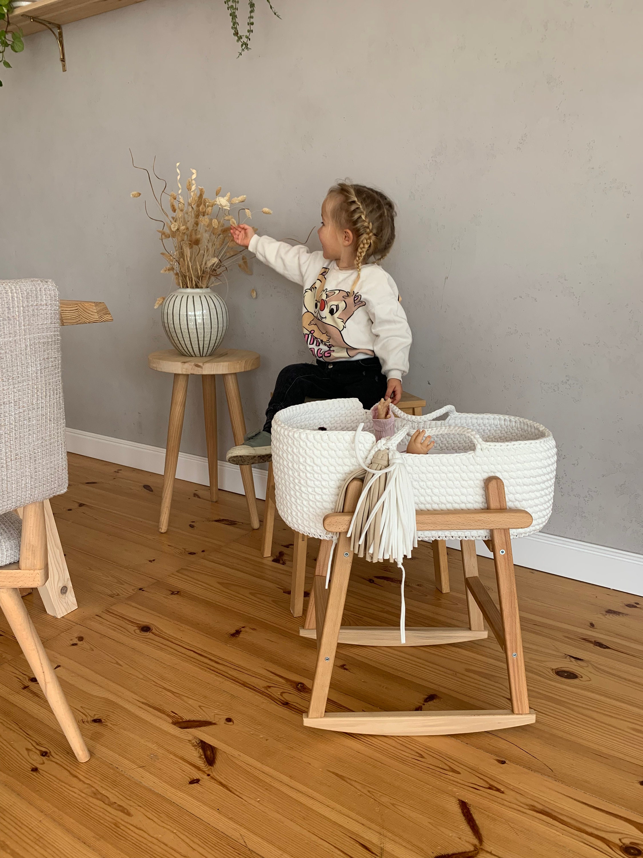 20 Ivory Doll Bed With Linens Doll Moses Basket Doll Etsy