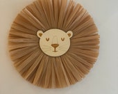 Lion Face Raffia Wall Hanging, Safari Jungle Nursery, Lion Head Boho Nursery Decor Kid room Decor, Easter Gift, Safari Nursery Decor Ukraine