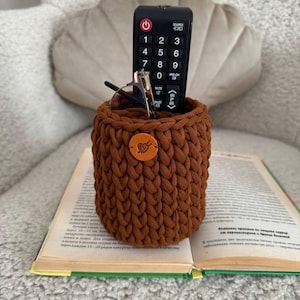 Double eyeglass caddy, home organization, tv control holder, nightstand organizer, handmade basket, small bedside storage, eyeglass holder