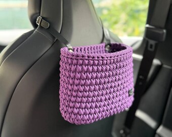 Hoofdsteun automand, autoaccessoires voor vrouwen, gehaakte vuilniszak, opbergtas, auto-interieur, cadeau voor haar, autocaddy