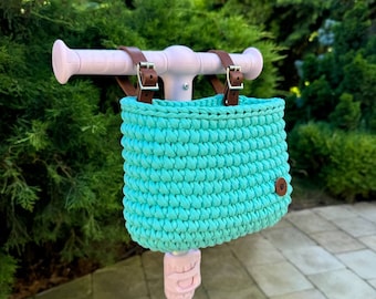 Bike basket front, scooter bag, kids bike basket, scooter accessories, ebike bag, crochet basket, handlebar bag, kids gift