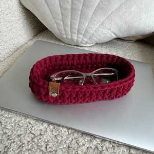 Sunglasses holder, nightstand organizer, bedside organizer, crochet glasses holder, eyeglass keeper, eyeglass holder, grandparents gift