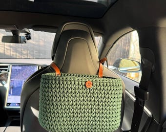 Cestino per auto Boho, organizer per seggiolino auto, regali per lei, borsa da viaggio per auto, articoli essenziali per auto, borsa da appendere per auto, interni auto, borsa per pronto soccorso per auto