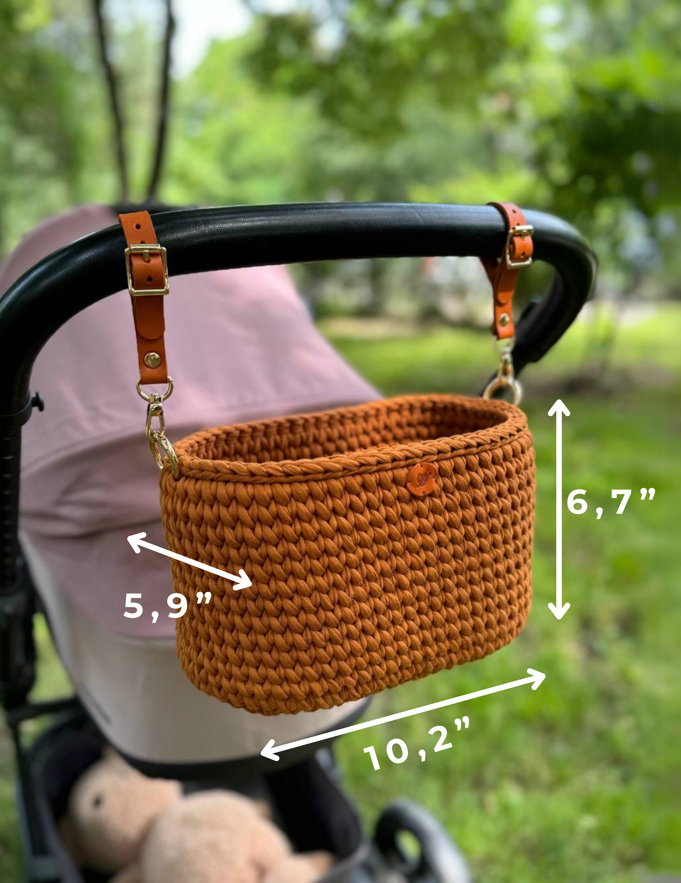 Panier Organisateur Pour Poussette - Tissu Oxford, 35x31 Cm, Crochets Ajustables, Rangement Mains Libres