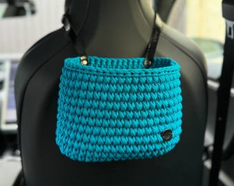Handmade car organizer, interior car decor, car lover gift, mother day gift, car garbage can, basket storage, car travel bag