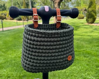Handlebar bag, scooter bag, balance bike bag, scooter accessories, handmade gift for children, kids gift, woven basket, tricycle bag