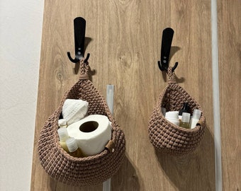 Hängender Badezimmer-Aufbewahrungskorb, wandhängender Küchen-Organizer, hängender Pflanzkorb, rustikale Heimdekoration, Wäsche-Organizer