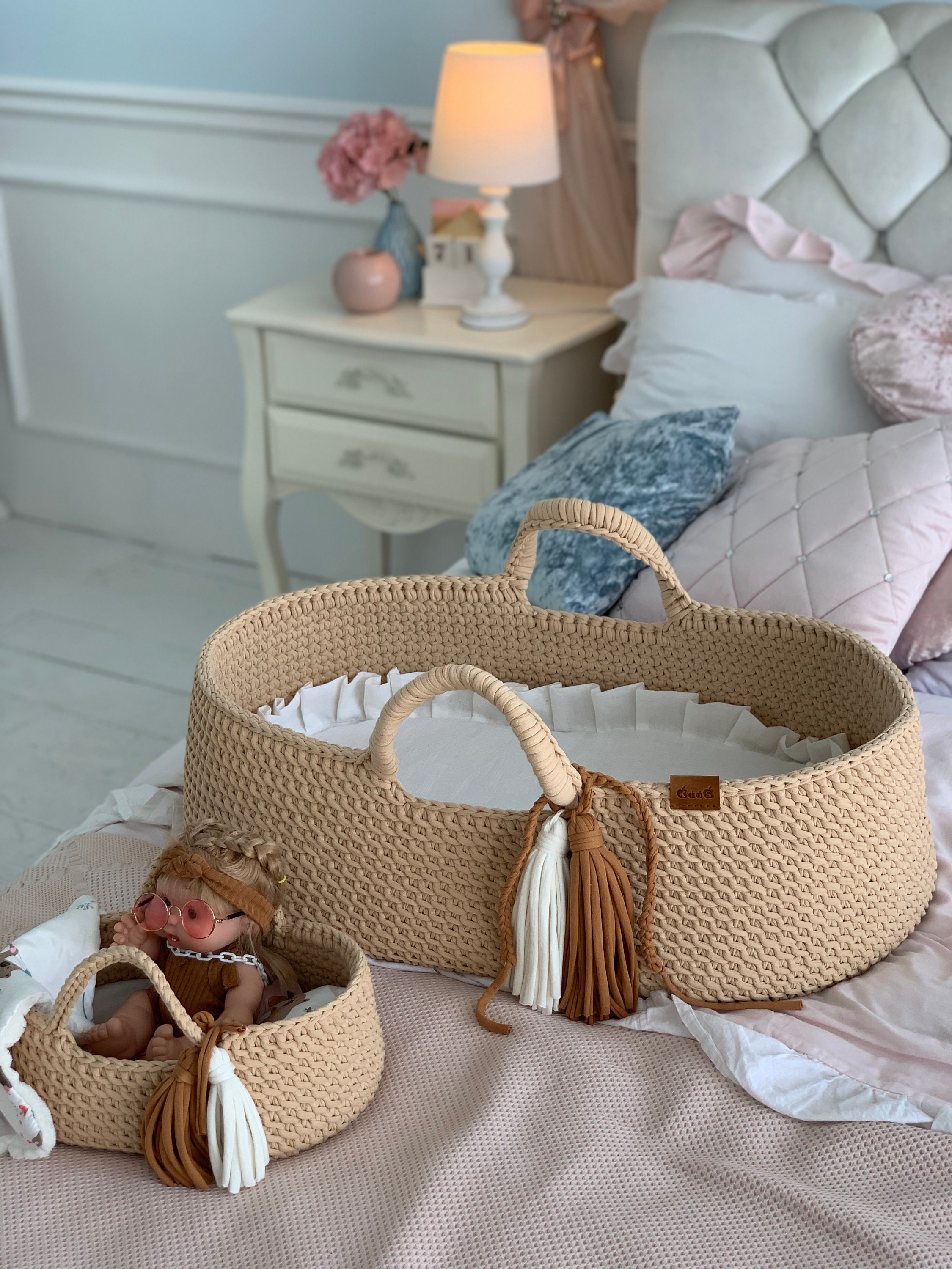 Handmade Moses basket Moses basket Beige crochet Etsy