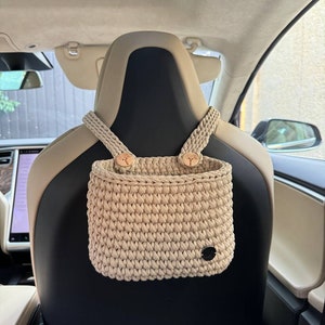 Boho Auto Müllsack, Gehäkelter Autokorb, Autozubehör, Geschenk für Frauen, Geschenk für Autoliebhaber, Auto Mülleimer, Auto Organizer
