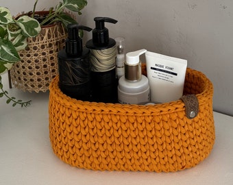 Panier de rangement de salle de bain au crochet, organisateur cosmétique, rangement de papier toilette, nouveau cadeau de maison, cadeaux faits à la main pour elle