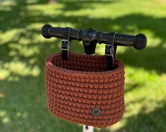 Scooter handlebar bag, woven storage basket, kids gift, gifts for daughter, bike basket front, scooter accessories