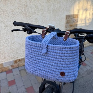 Woven storage handlebar basket, bike accessories, crochet handmade organizer, bike lover gift, handmade basket, gift for sister