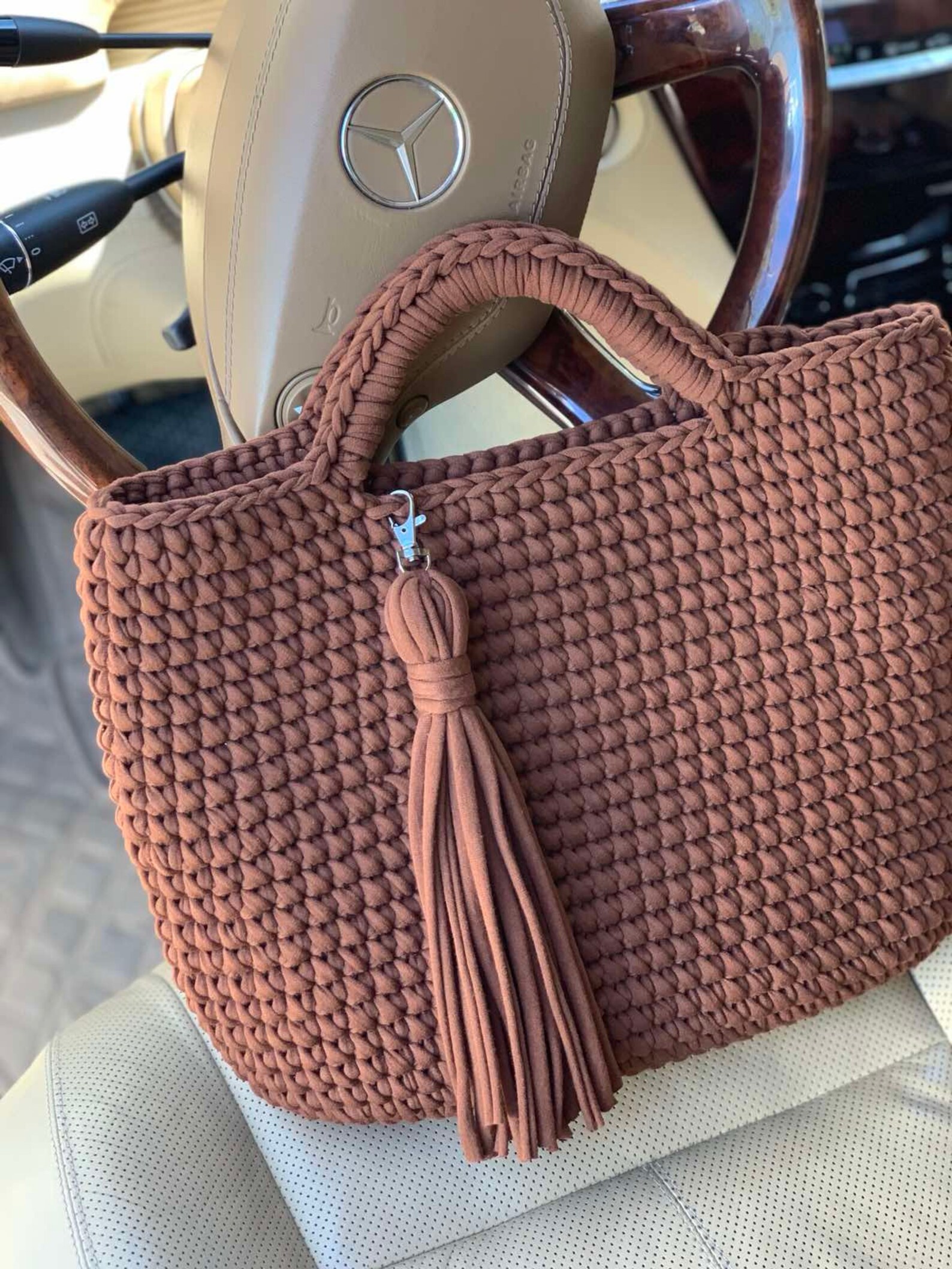 Ayieyill Gehäkelte Strandtasche Für Damen - Leichte Netztasche Im Boho-Stil Für Sommer & Urlaub