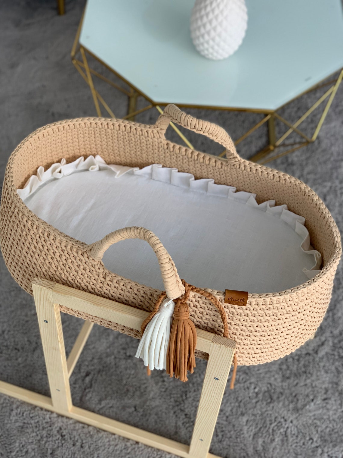 Ivory Moses Basket Moses Basket Beige Crochet Etsy
