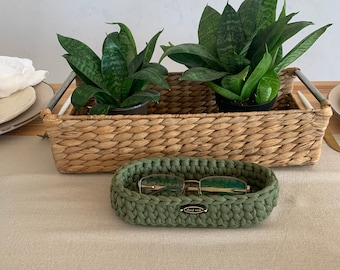 Olive soft horizontal eyeglass holder, Sunglasses home holder, eye glasses holder stand, soft eyeglass tray, bedside or desk organizer