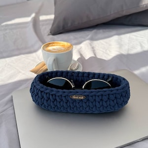 Eyeglasses woven basket, tv remote stand, home organization, nightstand eyeglass keeper, sunglass holder, bedside organizer
