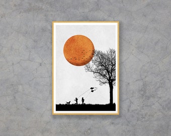 Autumnvibes  - Kunstdruck, Natur, Kinder, Herbst, Spielen, Poster, Illustration