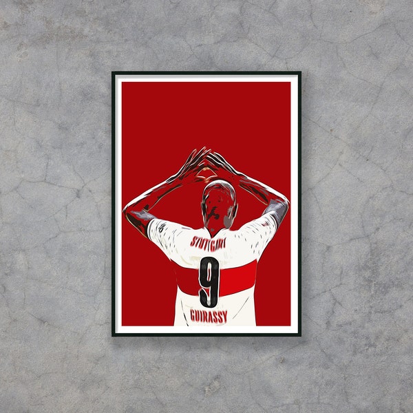 Stuttgart, poster, print, Guirassy, striker, gift idea, children's birthday,