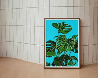 Monstera, plant, poster, gift, wall decoration, print, Christmas, art