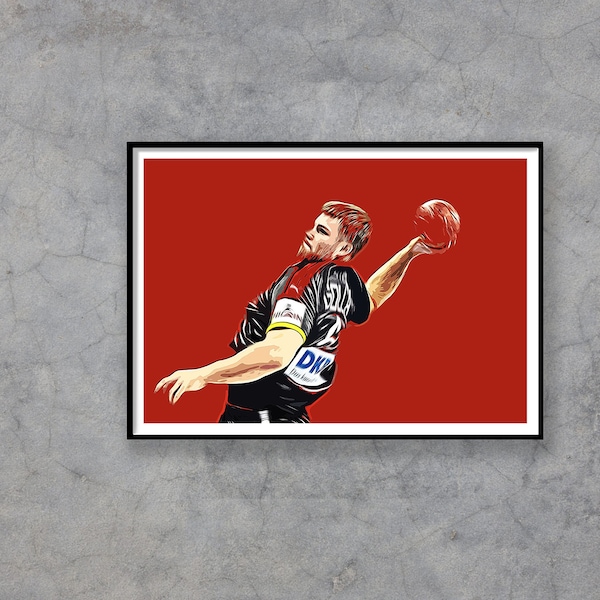 Handballposter, Illustration, Golla, Gummersbach, Flensburg, Handballer, Sportposter, Geschenkidee