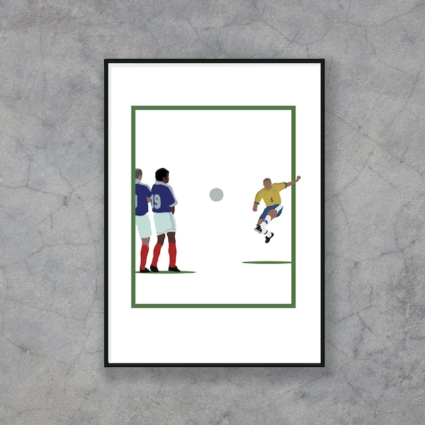 Carlos - Fußball, Sport, Illustration, Brasilien, Weltmeisterschaft, Roberto Carlos, Fanart, Poster, Deko, Wanddeko, Frankreich, Kunstdruck