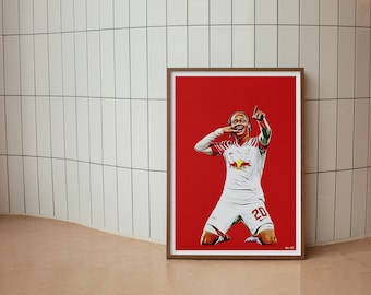 Xavi, Leipzig, football, imprimé, affiche, illustration