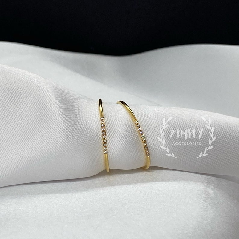Gold Filled Cz Diamond Rings**14K Gold Filled Rings**Stacking Rings**Thin Gold Rings**Simple Gold Rings