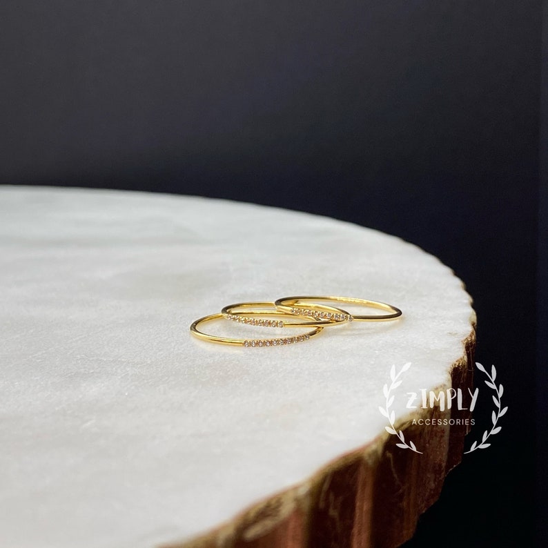 Gold Filled Cz Diamond Rings**14K Gold Filled Rings**Stacking Rings**Thin Gold Rings**Simple Gold Rings
