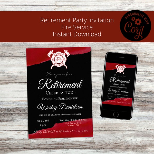 Fire Chief Retirement Party Invitation - Etsy
