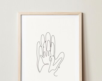 Trzymaj ich blisko | Rodzina III | Grafika ścienna z cienkimi liniami (do pobrania w wersji cyfrowej)