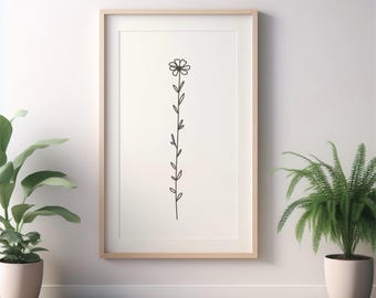 Łąka II | Botaniczna grafika liniowa | Ilustracja kwiatowa (pobranie cyfrowe)