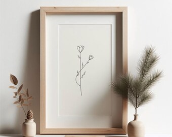 Łąka III | Botaniczna grafika liniowa | Ilustracja kwiatowa (pobranie cyfrowe)