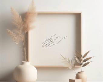 Odcisk dłoni w cienkiej linii | Prezent na Dzień Matki i Dzień Ojca (do pobrania w wersji cyfrowej)