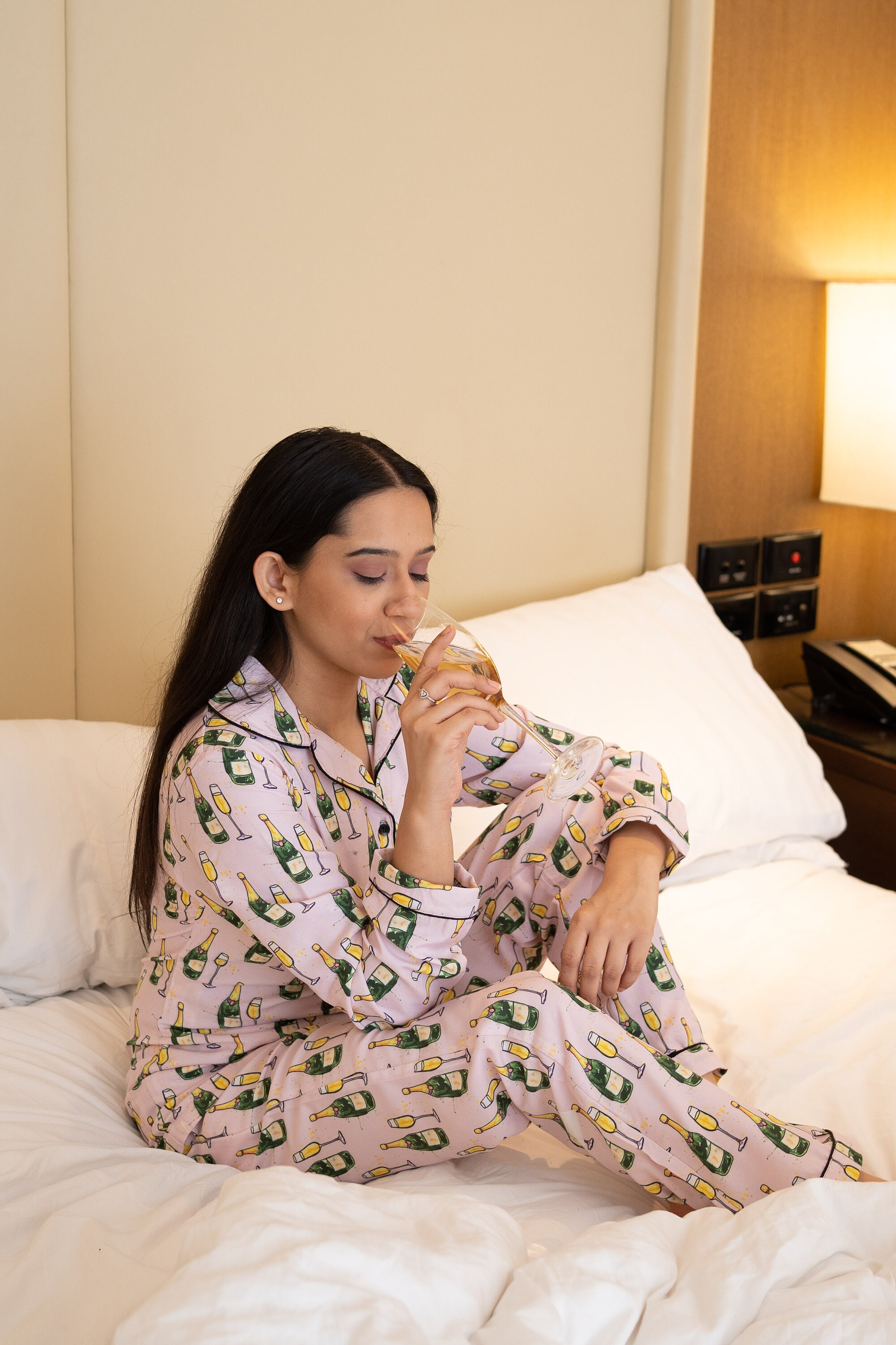 Champagne Pajama Set Bubbly Nightwear Cotton Sleepwear Women Etsy