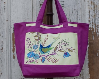 Bird and Flower Tote Bag