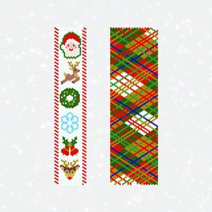 Christmas Peyote Bracelet Pattern Bead Bracelet, Peyote Christmas Pattern, Even Count Peyote Christmas Cuff Pattern, Christmas Tartan