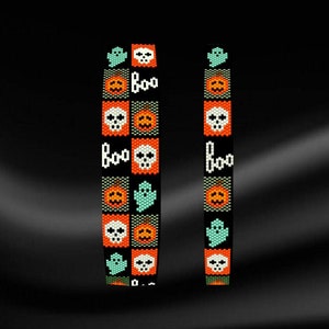 Peyote Halloween Bracelet Pattern, Peyote Stitch Bracelet Pattern, Even Count Peyote Bracelet Pattern Halloween Bead Pattern