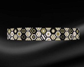 Peyote Beaded Bracelet Pattern, Narrow Peyote Bracelet, Narrow Peyote Pattern, Peyoted Beaded Bracelet Pattern, Peyoted Beaded Pattern