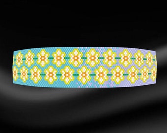 Peyote Bracelet Pattern for Bead Bracelet, Peyote Stitch Bracelet Pattern, Peyote Flower Pattern, Even Count Peyote Bracelet Pattern, Pdf