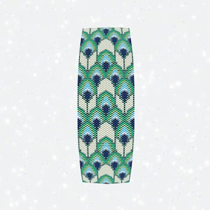 May include: A beaded bracelet with a peacock feather pattern in shades of green, blue, white, and yellow.