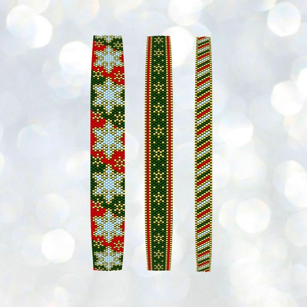 Peyote Snowflake Bracelet Pattern, Bead Bracelet, Peyote Stitch Bracelet, Christmas Bracelet Pattern, Peyote Christmas Bracelet Pattern, Pdf