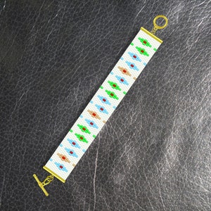 Patrón de pulsera de peyote de dos gotas, patrón de pulsera de peyote de cuenta uniforme, patrón de pulsera Miyuki Delica, patrón de pulsera de peyote