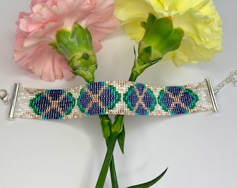 Secret Garden - Loom Bracelet Pattern, Loom Cuff Pattern, Bead Loom Bracelet Pattern, Seed Bead Bracelet Pattern Pdf, Bracelet Patterns