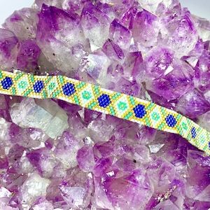 Traditional Modern - Peyote Stitch Bracelet Pattern, Peyote Stitch Hatband Pattern, Beaded Hat Band Peyote Pattern, Odd Count Narrow Peyote