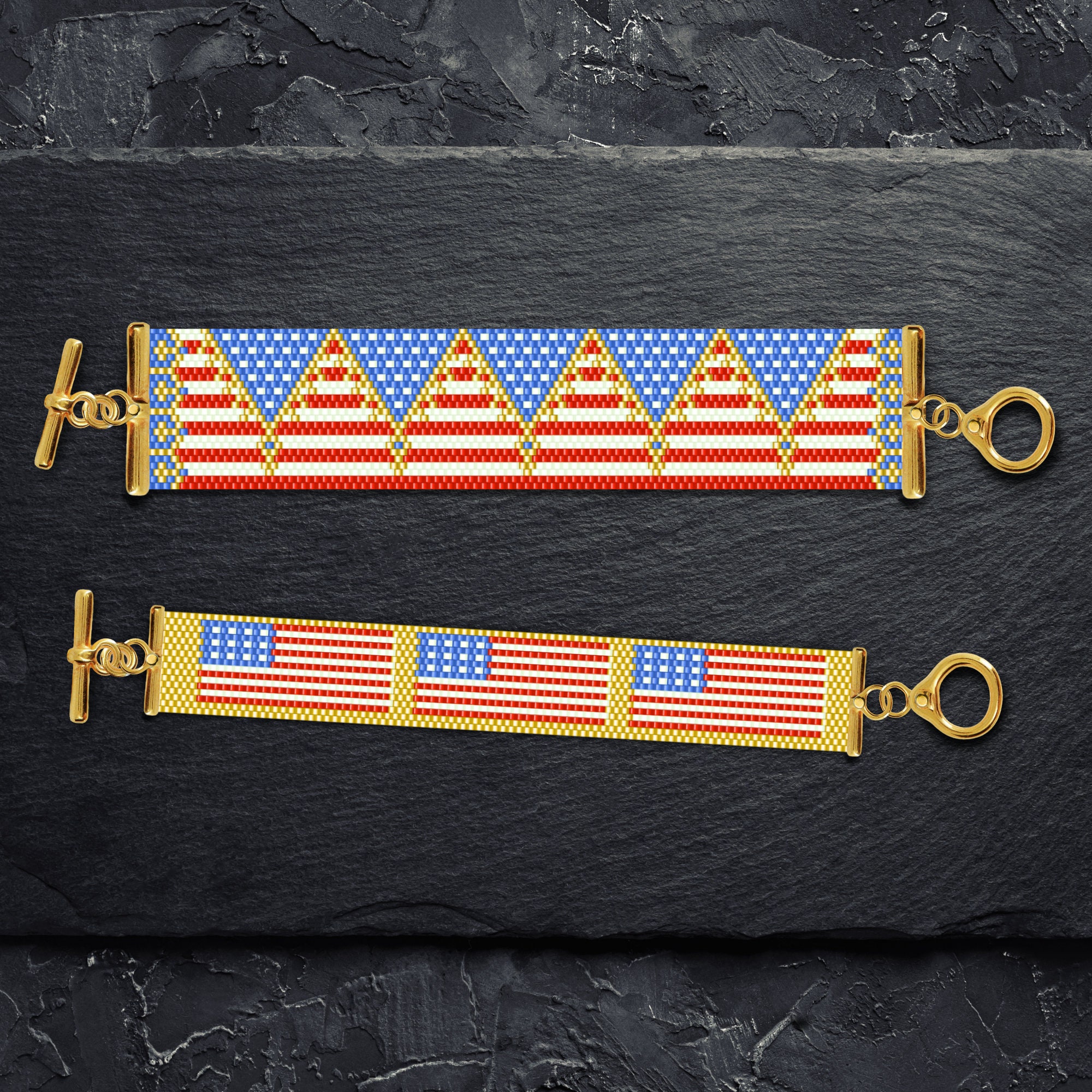 American Flag Peyote Bracelet Pattern, Fourth of July Peyote Bracelet Pattern, Peyote Flag Bracelet Pattern, Peyote Flag Pattern