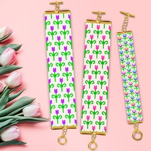 Flower Peyote Bracelet Pattern, Peyote Bracelet Pattern, Peyote Flower Pattern, Flower Peyote Pattern, Peyote Floral, Peyoted Beaded