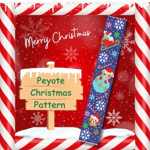 Christmas Bear - Peyote Stitch Bracelet, Christmas Bracelet Pattern, Peyote Santa Bracelet Pattern, Santa Peyote Pattern, Even Count Peyote