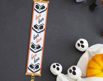 Halloween Peyote Bracelet Pattern, Peyote Stitch Bracelet Pattern, Peyote Skeleton Bracelet Pattern, Halloween Pattern, Peyote Halloween